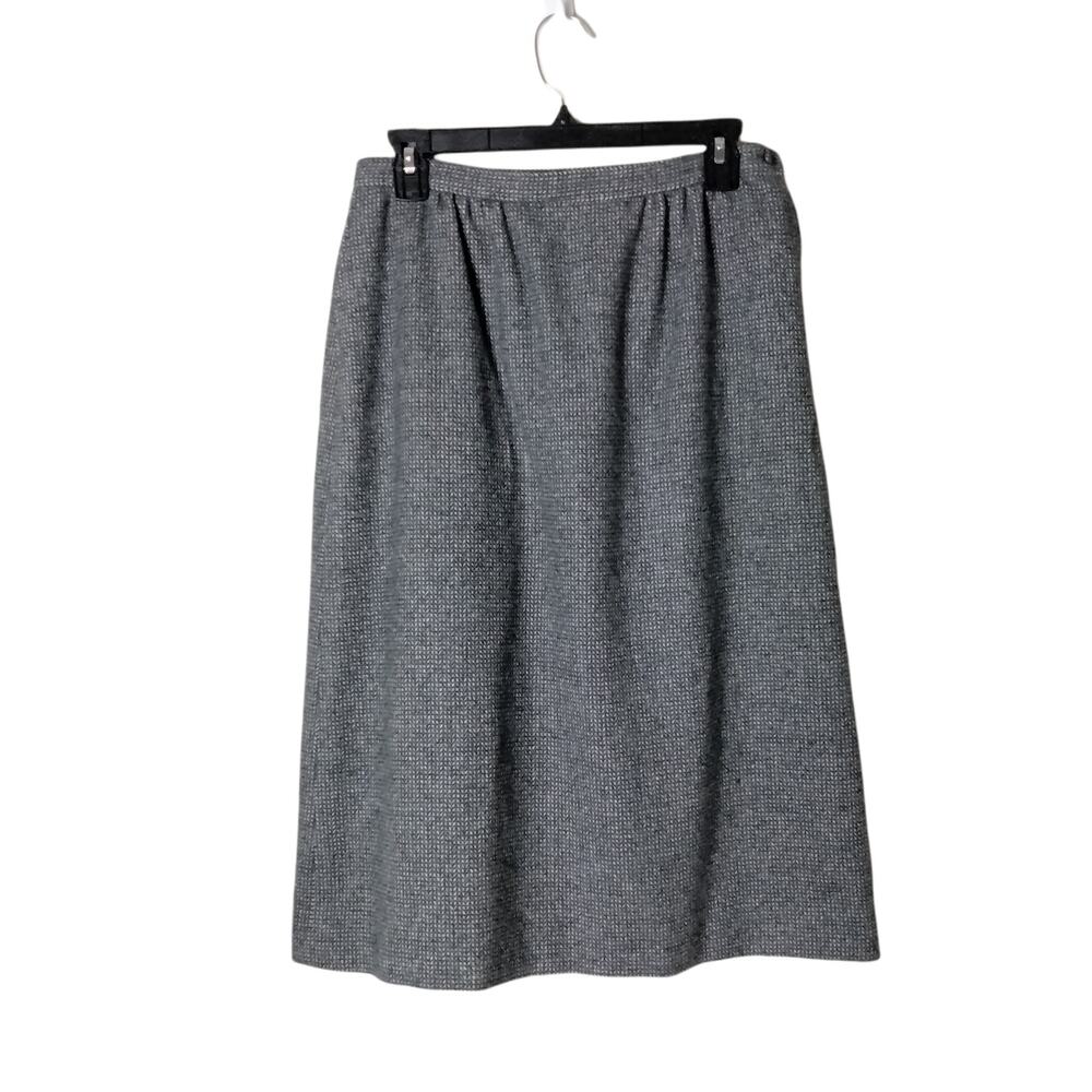 Vintage Pendleton Wool Midi Skirt Pure Virgin Wool Made USA Size 12 Grey Twill